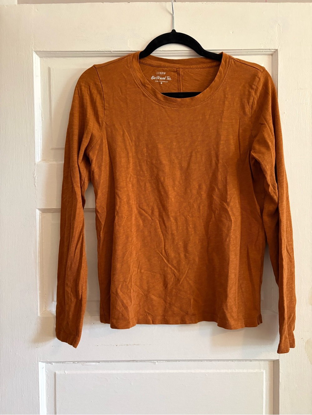 J. Crew Burnt Orange Girlfriend Long Sleeve Tee S